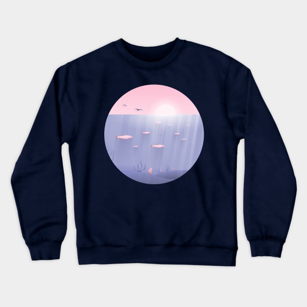 Flat sea landscape Crewneck Sweatshirt by RARA_AVIS